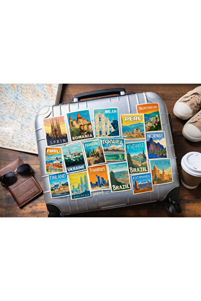 Limitless Design مجموعة ملصقات مدن العالم بتصميم عتيق مقاس 22x30 سم - مجموعة ...