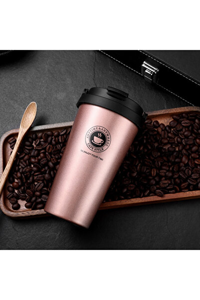 choice2 كوب قهوة معزول بسعة 500 مل (16 أونصة) بلون ذهبي وردي، سعة 501-600 مل،...