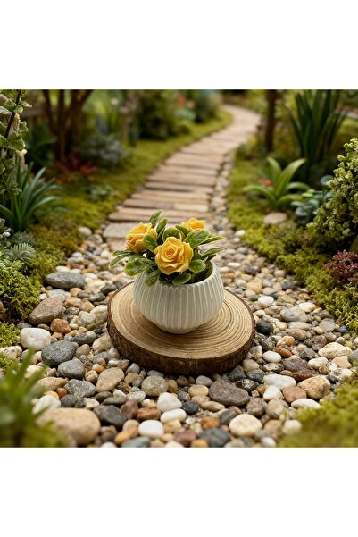 Choice3 نبتة وردة صفراء مصغرة واحدة، نباتات مزروعة في أصيص، ديكور غرفة معيشة ...