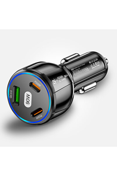 Choice5 BK359-ACC Black 3 Ports PD Car Charger 90W Fast Charging USB QC3.0 Ty...