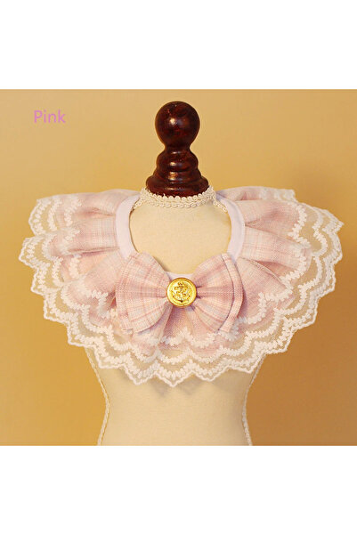 Choice10 S Pink Drool bib lace bow cat and dog collar delicate cute girly sty...