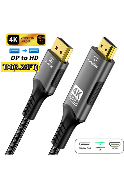 Choice1 كابل DisplayPort إلى HDMI أحادي الاتجاه، يدعم دقة 4K بمعدل 60 هرتز، م...