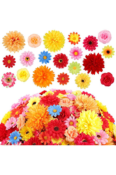 Choice4 ب- مزيج 25 قطعة من زهور الأقحوان حرير الاصطناعية بألوان متنوعة، مقاس ...