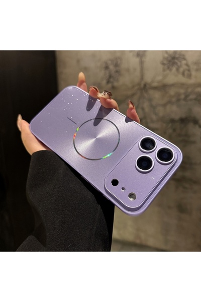 Choice4 غلاف هاتف مغناطيسي بلون بنفسجي لامع بنمط أورورا، متوافق مع نظام Magsa...