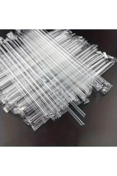 Choice5 100pcs 19x0.6cm 50-200PCS Thick Transparent Straws, Individually Pack...