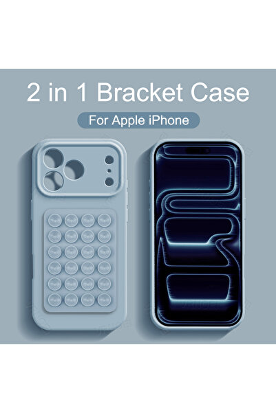 Choice70 جراب سيليكون أزرق فاتح اللون مزود بحامل شفط، متوافق مع هواتف آيفون 1...