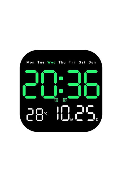 Choice3 Green Digital Wall Clk LED Alarm Clk Large Display With Timing Functi...