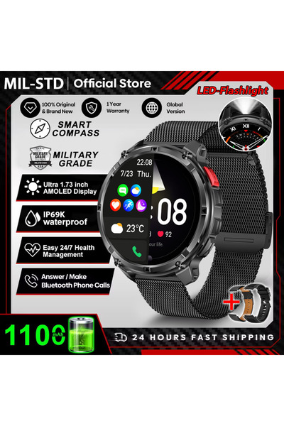 Choice9 Black Mesh Belt 2026 New T-Rex3 Pro 1100mAh Battery Smart Watch GPS p...