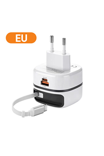 Choice EU white Elough 65W USB Fast Charging Type c Telesco Cable Charging Po...