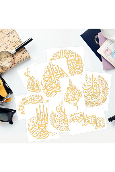 Choice as picture shown 9pcs Stickers 9pc Golden Ramadan Mubarak UV DTF Trans...