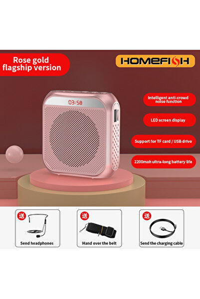 Choice1 مكبر صوت محمول وردي اللون، ومضخم صوت مزود بميكروفون، مناسب للإرشاد ال...