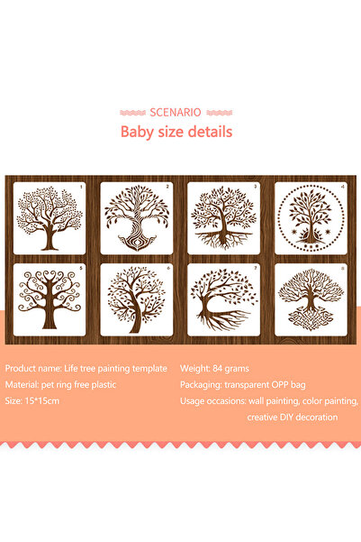 Choice One Size 12Pcs Reusable Tree Stencils Set Tree Of Life Stencil Wood Ai...