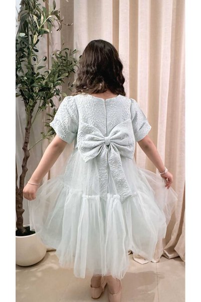 gmax Girls' dress with ruffles and fabric sheen