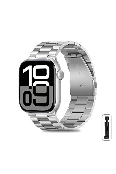 Choice8 سوار ساعة من الفولاذ المقاوم للصدأ الفضي مقاس 42 مم، متوفر بأحجام 46 ...