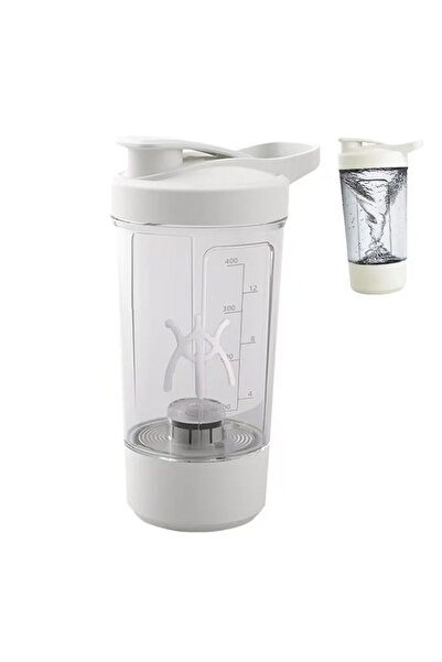 Choice كوب كهربائي أبيض ذاتي التحريك سعة 400 مل، زجاجة خلط مسحوق البروتين، قا...
