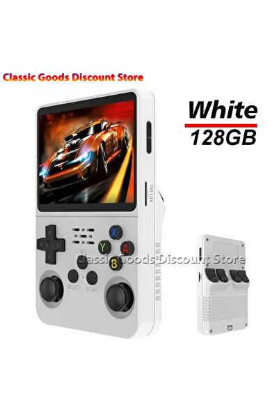 Choice جهاز ألعاب محمول كلاسيكي أبيض اللون، سعة 128 جيجابايت، طراز R36S، من إ...