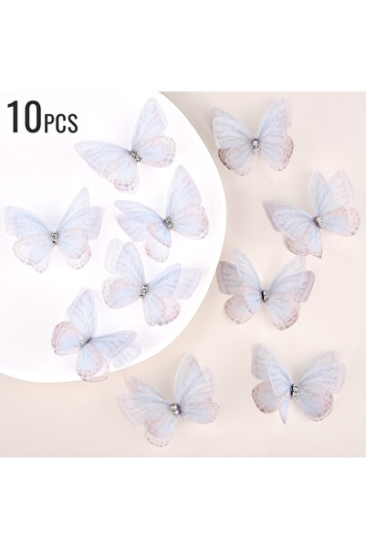 Choice6 ١٠ قطع من زينة الفراشات المصنوعة من قماش الأورجانزا المتدرج الألوان، ...