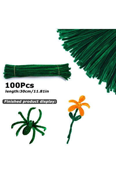 Choice16 30cm x 0.6cm Green3 100Pcs 30cm Colors Chenille Stem Twisted Rod Iro...