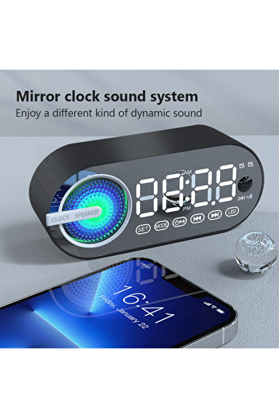 Choice1 black #USB Charging Radio Alarm Clk RGB Portable Bluetooth Speaker FM...