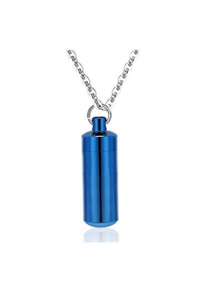 Choice1 Blue Polychrome Cylinder Cremation Jewelry Ash Necklace Pendant Keeps...