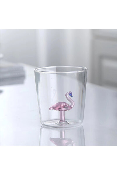 Choice14 1pc 300ml glass cup Flamingo 3D Cartoon-Shaped Handleless Cute & Min...