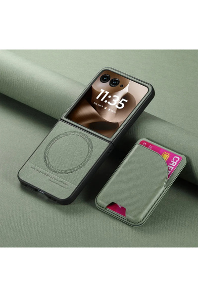 Choice18 غلاف هاتف مغناطيسي 2 في 1 من موتورولا رازر 40، أخضر، مع محفظة ، متوا...