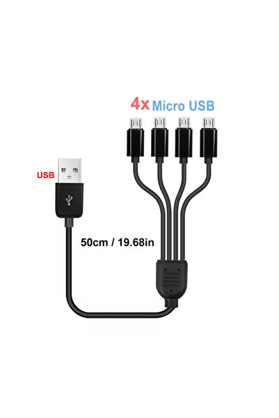 Choice5 كابل شحن متعدد USB-C إلى Type-C بطول 50 سم، محول USB إلى 4 منافذ Micr...