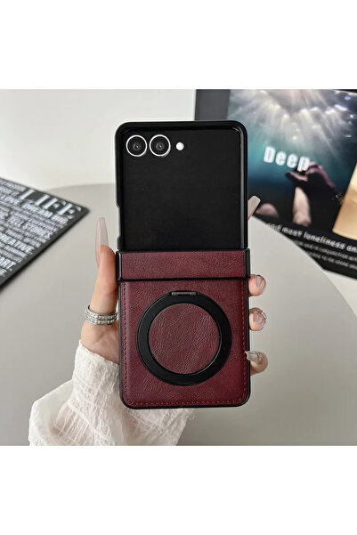 Choice21 Galaxy Z Flip7 Wine Red Magnetic Leather Phone Case For Z Flip 7 FE ...