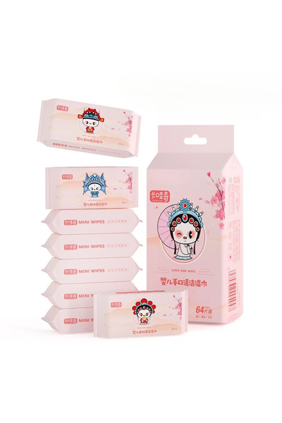 Choice1 ٨ عبوات وردية اللون، ٦٤ منديلًا صغيرًا للاستخدام مرة واحدة، بحجم مناس...