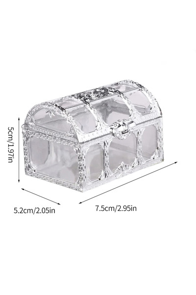 choice2 as picture shown Silver Vintage Treasure Chest Storage Box Transparen...