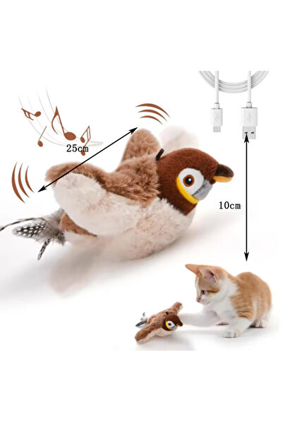 Choice brown Cat Toy Interactive Flapping Bird with Catnip Rechargeable Simul...