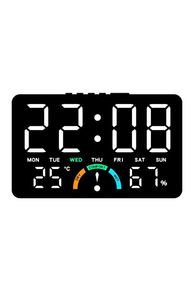 Choice3 Black-White Wall-mounted Electronic Wall Clk Temperature Multi-functi...