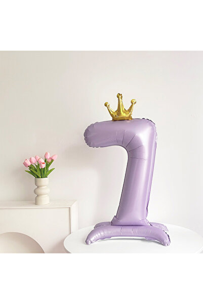 Choice7 Number 40inch 7 Standing matte purple crown digital aluminum foil bal...
