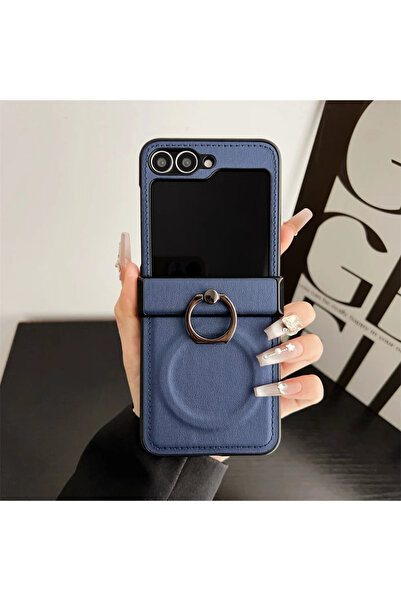 Choice3 غلاف هاتف جلد أزرق اللون مزود بشحن لاسلكي مغناطيسي، متوافق مع هواتف س...