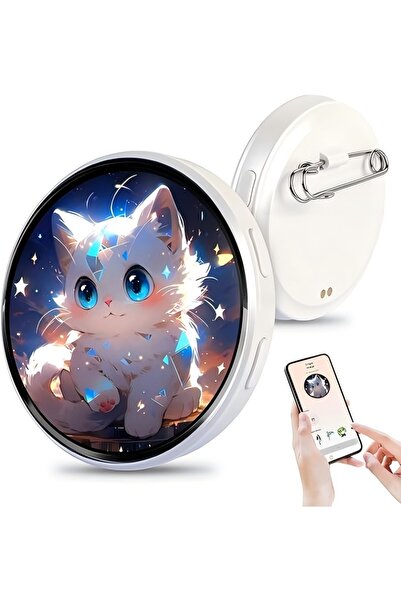 Choice White Anime E-Badge Display Pin Dynamic Electronic Smart Cyber Badge M...