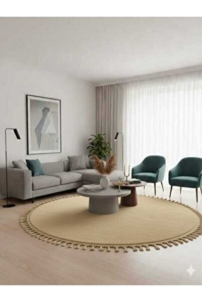 ALTUN CARPET Modern Round Plush Carpet Non-Slip Base 12ml Height 2cm Thickness