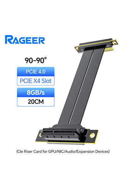 Choice4 كابل تمديد PCIe 3.0/4.0 x4 بطول 20 سم وسمك 90 مم من RAGEER مقاوم للتد...