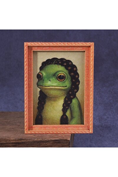 Choice5 F 1pc Quirky Wig Frog Wooden Fridge Magnet, Funny Frog Retro Framed A...
