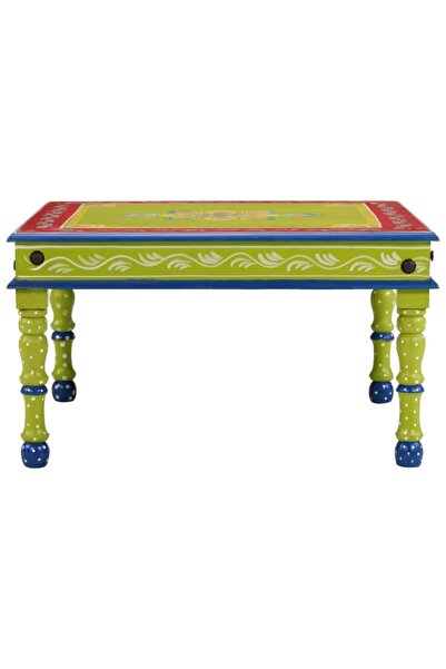 Concept Ръчно рисувана масичка за кафе, зелена, масивно мангово дърво