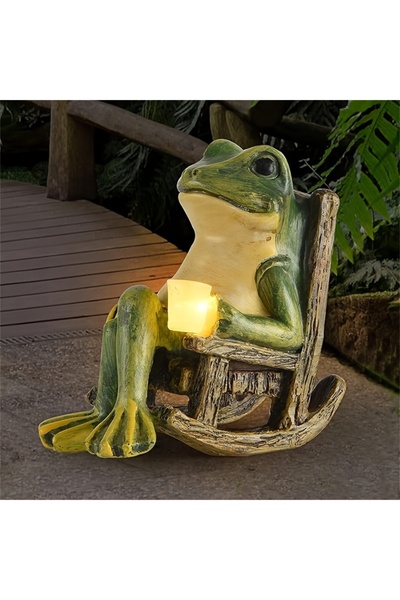 Choice تمثال ضفدع صغير يعمل بالطاقة الشمسية G4101A - مثالي للديكور الداخلي وا...