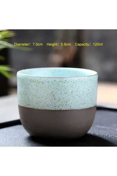 Choice3 ١٠١-٢٠٠ مل أزرق ١٢٠ مل كوب شاي عتيق من الفخار الخام، إبداعي، مصنوع يد...