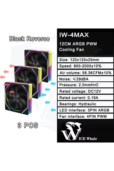 Choice9 A-RGB Other BK Reverse 3PCS ICE Whale 4MAX ARGB CPU Cooler Ventilador...