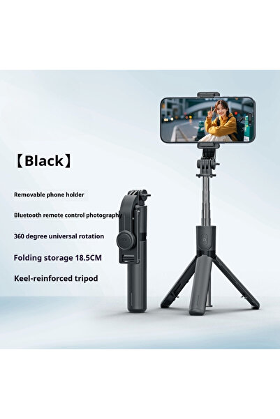 Choice حامل ثلاثي القوائم صغير محمول أسود اللون مع عصا سيلفي وإضاءة تعبئة، وح...