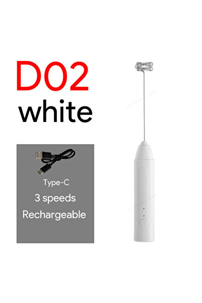 Choice D02-W Handheld Egg Beater 3 Speeds Electric Milk Frother USB Rechargea...