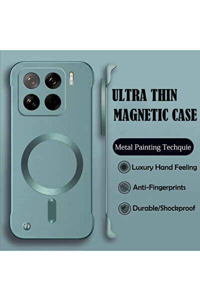 Choice8 جراب مغناطيسي صلب رفيع من البولي كربونات لهاتف شاومي 15T برو، أخضر ال...