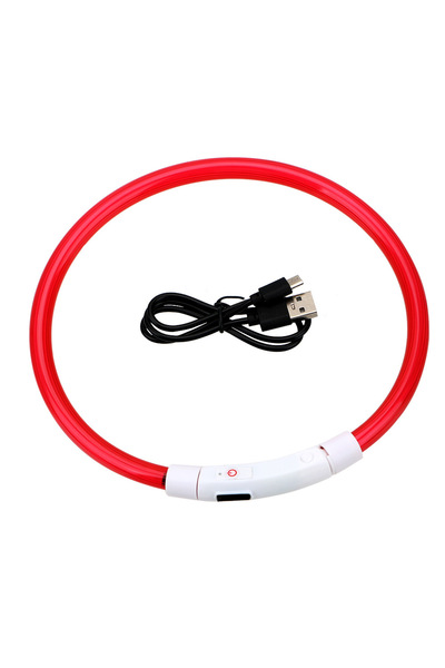 Choice4 Red Led Light Dog Collar Detachable Glowing USB Charging Luminous Lea...
