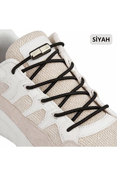 YeferStore Vidalı Kilitli Akıllı Yuvarlak Bağcık, Esnek Elastik Pratik Ayakka...