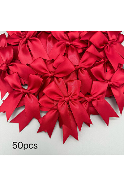 Choice4 Bright wine Red 50pcs Red Satin Ribbon Bows Elegant Loops for Gift Wr...
