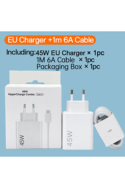 Choice1 شاحن أوروبي بطول مترين، بقدرة 45 واط، مزود بكابل شحن سريع توربو بطول ...