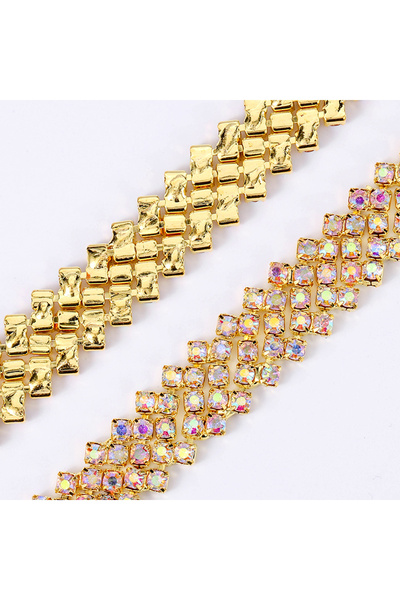 Choice1 1Yard-90cm Gold base AB 1Yard/pack 90CM Crystal Claw Rhinestone Chain...